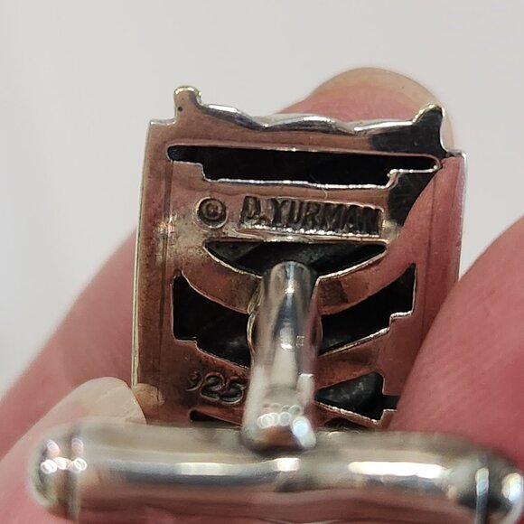 David Yurman 14K Solid Gold/Sterling Silver Cable Cigar Band Cufflinks - Picture 3 of 10